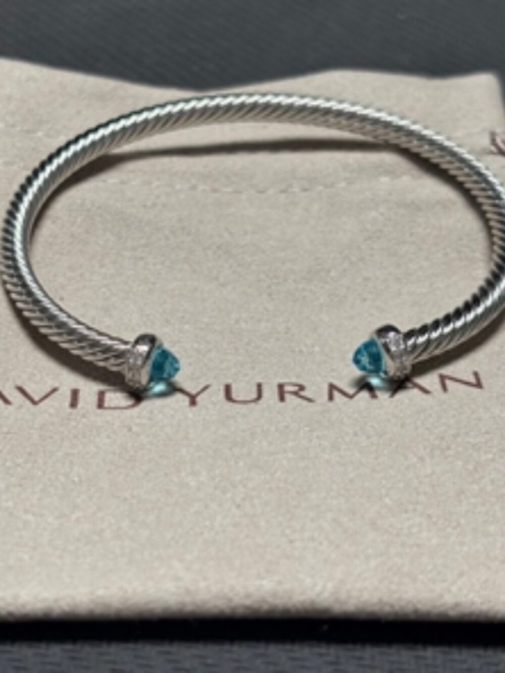 🧿David Yurman 🧿 Silver 4mm inlaid stone blue drill bit bracelet